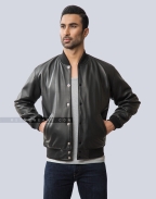 Black Sheep Leather Varsity Jacket Casual