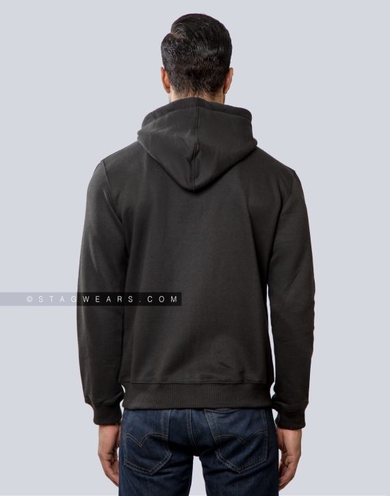 Black Zipper Hoodie for Men & Women Front Side