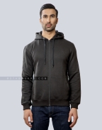 Black Zipper Hoodie for Men & Women Front