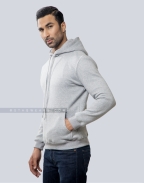 Grey Pullover Fleece Hoodie Front Side