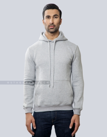 Grey Pullover Fleece Hoodie