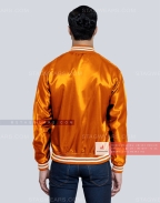Orange Satin Varsity Jacket Back
