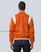 Premium Quality Orange Wool Letterman Jacket with Shoulder Inserts Back