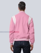 Premium Quality Pink Letterman Jacket with White Shoulder Inserts Back