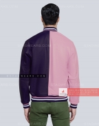 Purple/Pink Leather Varsity Jacket Back