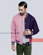 Purple/Pink Leather Varsity Jacket Casual