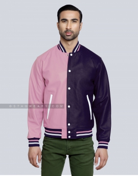 Purple/Pink Leather Varsity Jacket