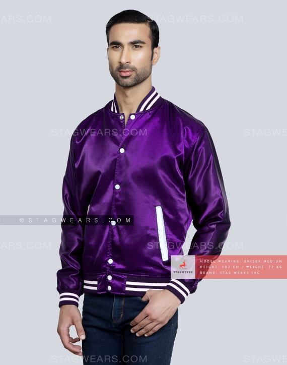 Purple Satin Jacket Front Side