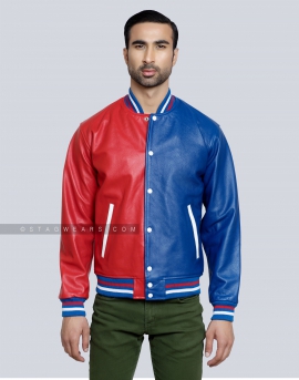 Red/Blue All Leather Varsity Jacket