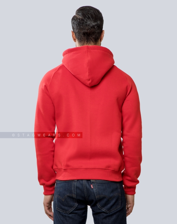 Red Fleece Hoodie with Zipper Back