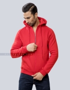 Red Fleece Hoodie with Zipper Casual
