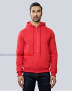 Red Fleece Hoodie with Zipper Front