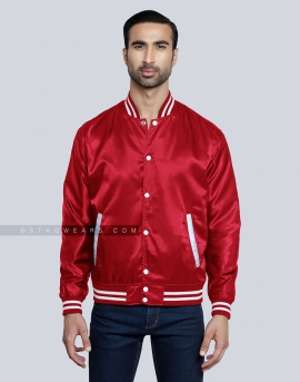 Red Satin Baseball Jacket