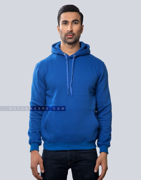 Royal Blue Pullover Fleece Hoodie Front