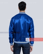 Royal Blue Satin Letterman Jacket Back