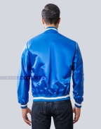 Royal Blue Satin Varsity Jacket with Contrast piping Back