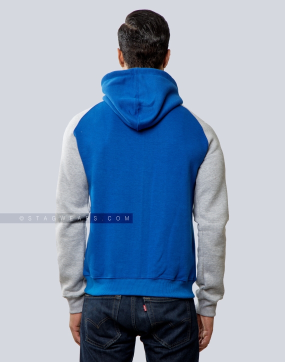 Royal Blue and Grey Fleece Hoodie with zipper Back