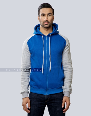 Royal Blue and Grey Fleece Hoodie with zipper