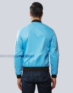 Sky Blue Cotton Twill Flight Bomber Jacket Back