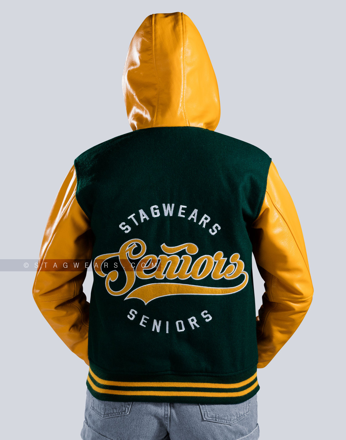 High School Varsity Letterman Jacket Hoodie Leather