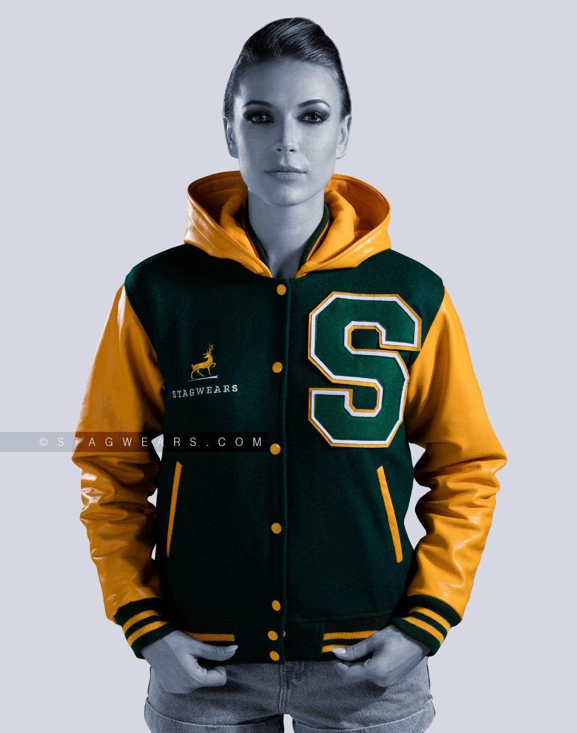 Varsity Letterman Jacket Hoodie Leather