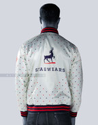 Team Varsity Style Satin Sublimation Polka Dots Jackets Pattern Decorative